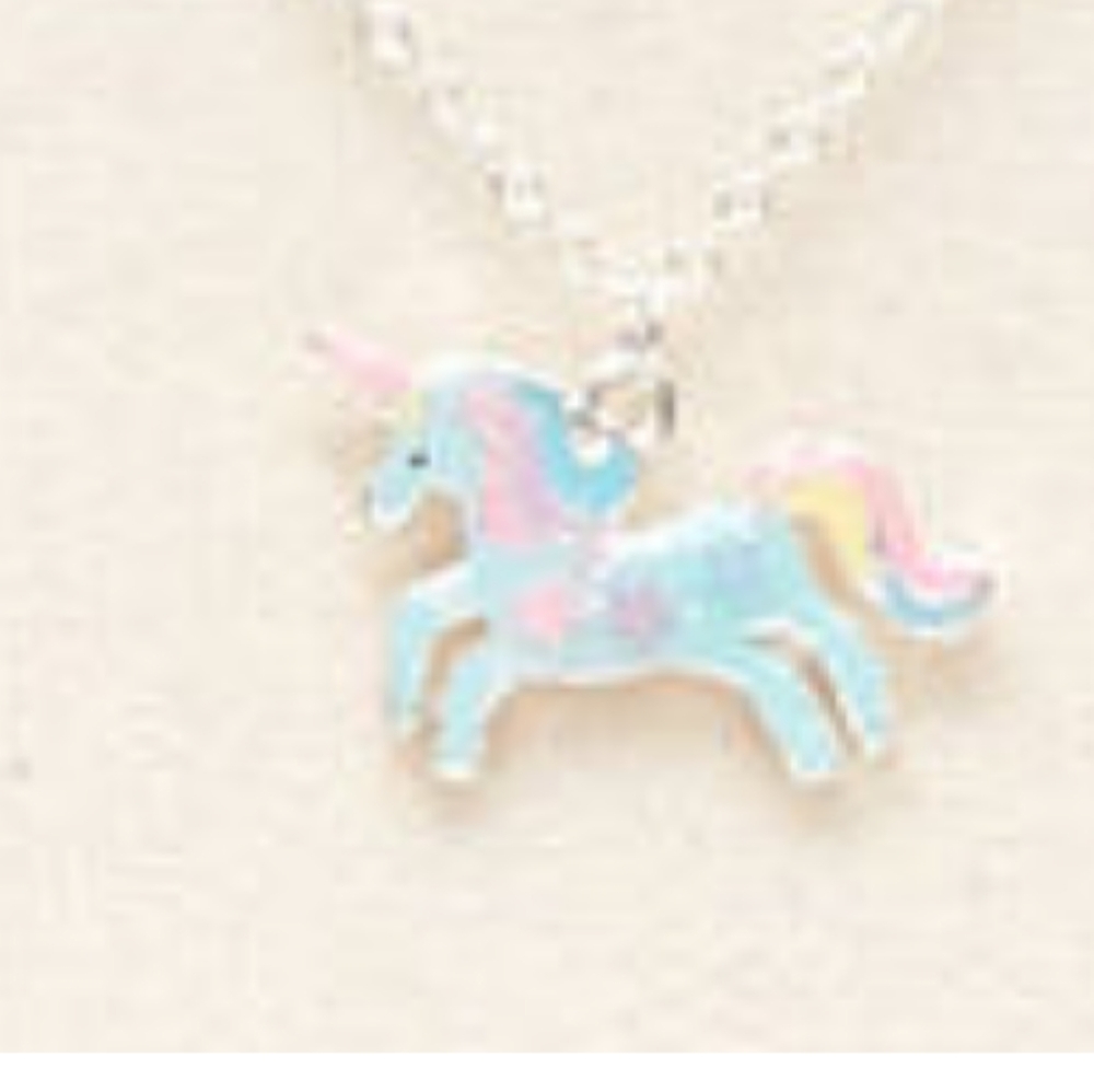Glitter Pastel Unicorn Pendant Necklace Turquoise - Picture 2 of 13